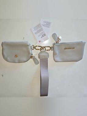 Lululemon Dual Pouch Wristlet in Vapor Gold White NWT
